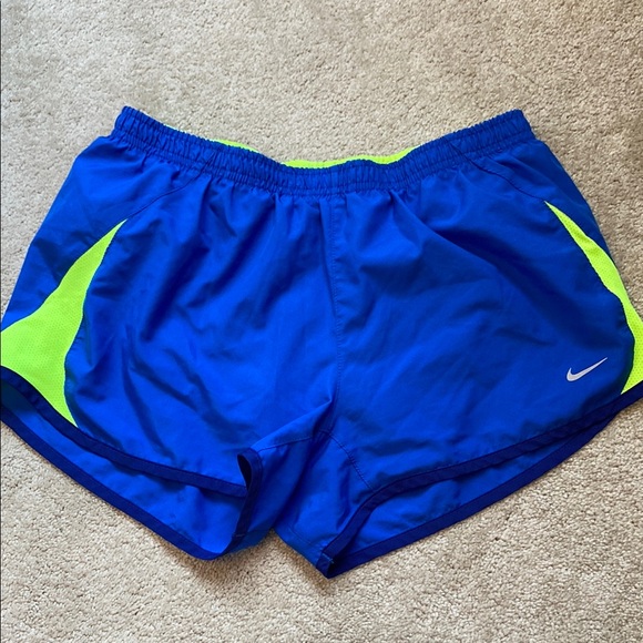 Nike Blue and Neon Green Athletic Shorts - Picture 1 of 2
